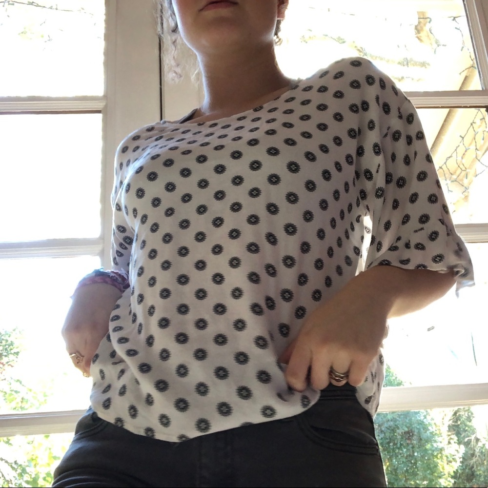 floral polka dot blouse
